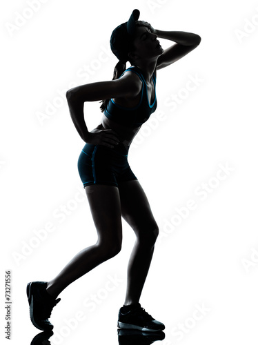woman runner jogger tired breathless silhouette