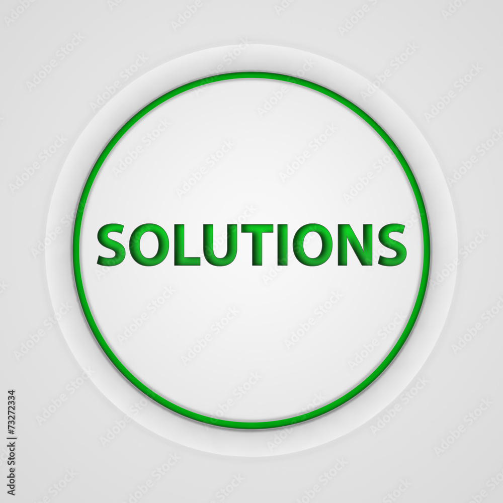 Solutions circular icon on white background Solutions circular icon on white background