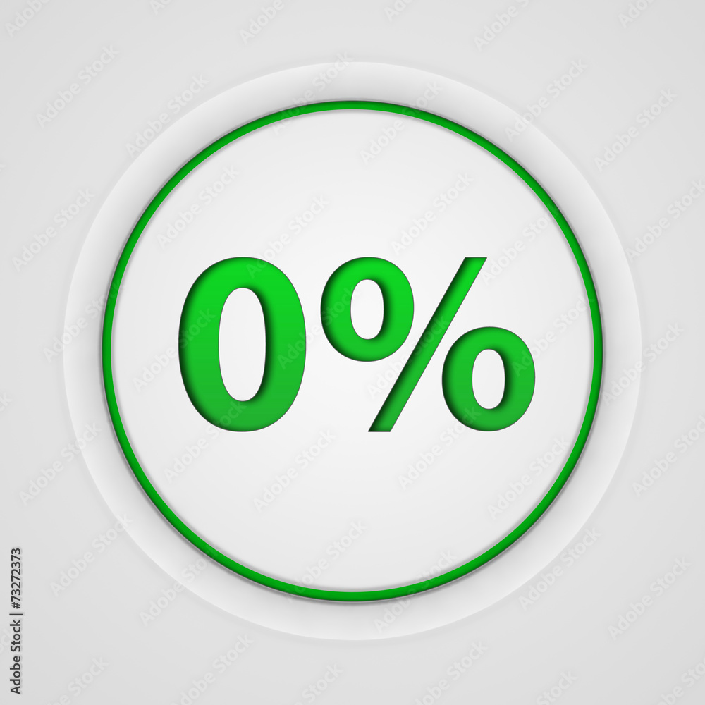 Zero percent circular icon on white background Zero percent circular icon on white background