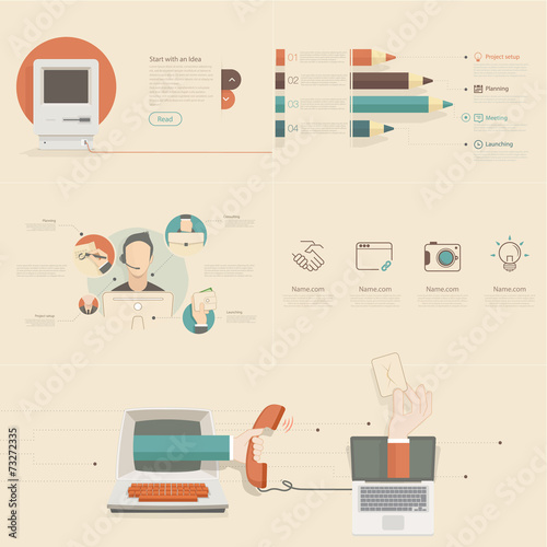 flat design concepts for business strategy and creative process.