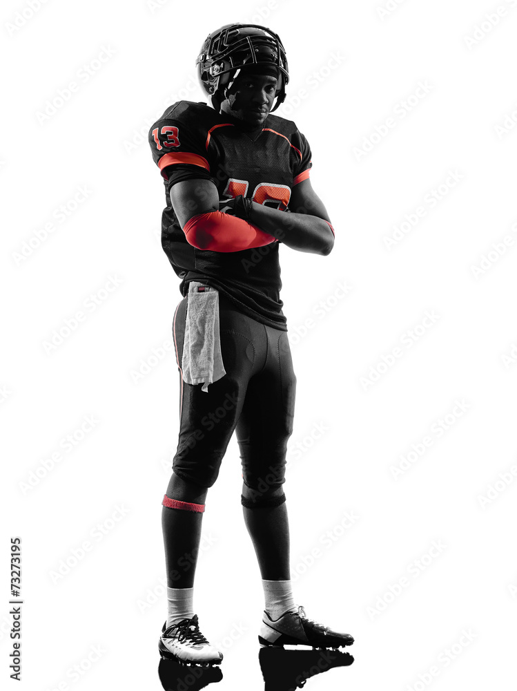 american football player standing arms crossed silhouette american football player standing arms crossed silhouette