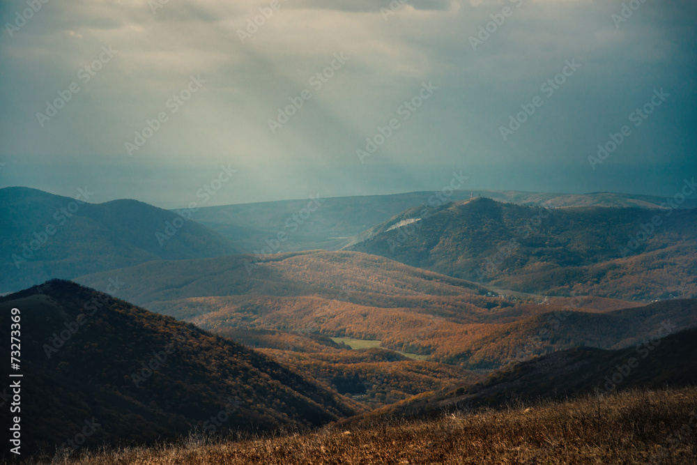 Landscape of beautiful mountains at autumn season