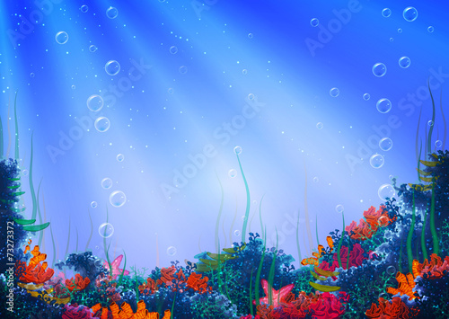 Vector background with underwater cave
