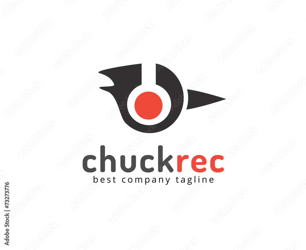 Abstract chuck head with headphones vector logo icon concept Abstract chuck head with headphones vector logo icon concept