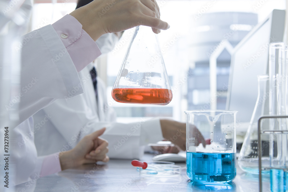 Flask containing a red liquid Flask containing a red liquid