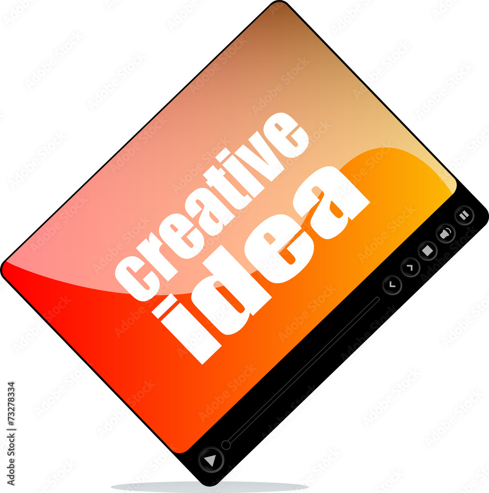 Video player for web with creative idea word Video player for web with creative idea word
