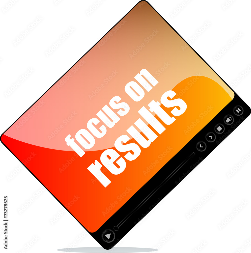 Video media player for web with focus on results words Video media player for web with focus on results words