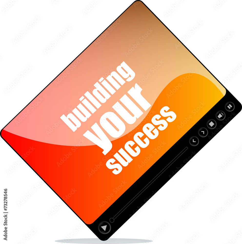 Video player for web with building your success word Video player for web with building your success word