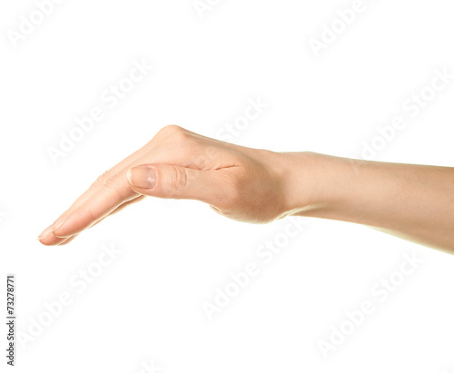 Female caucasian hand gesture isolated