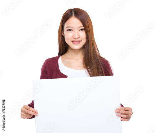 Woman hold with white board © leungchopan