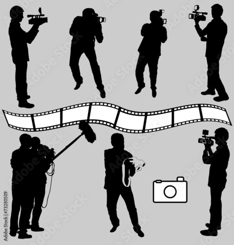 cameraman and photographers silhouettes - vector