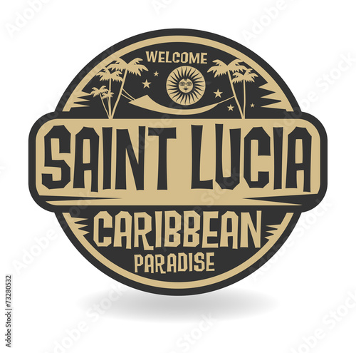 Stamp or label with the name of Saint Lucia