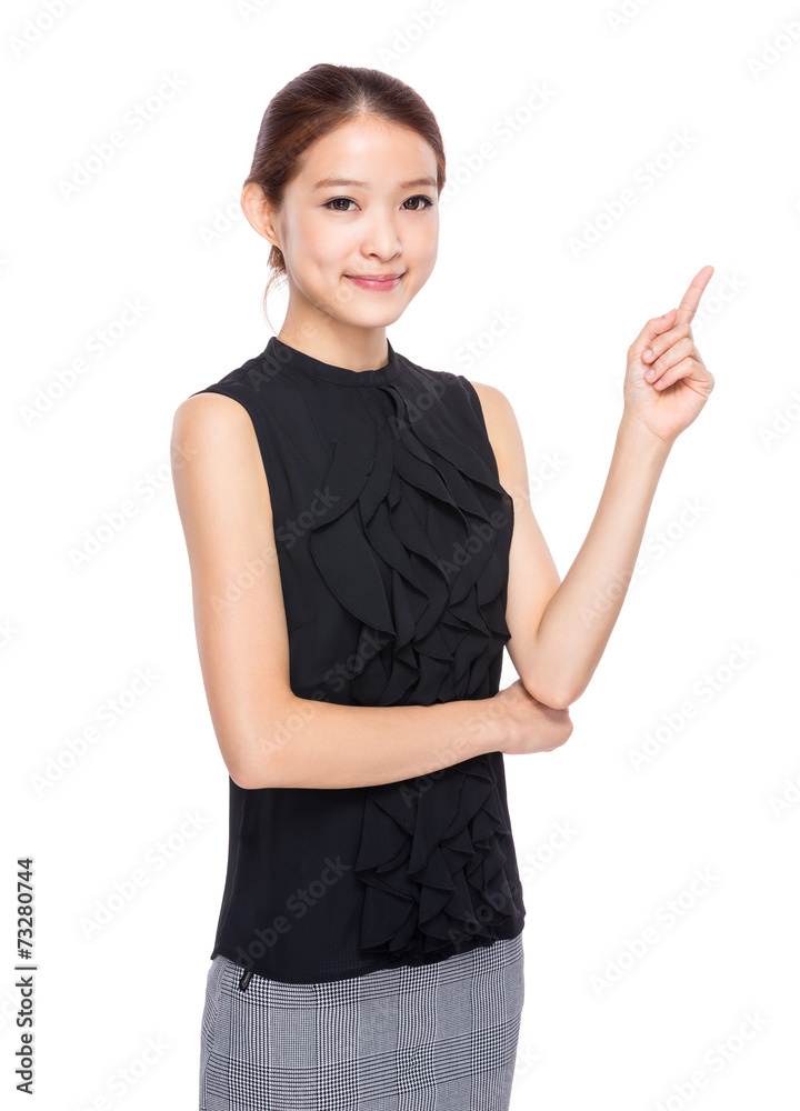 Businesswoman with finger up Businesswoman with finger up