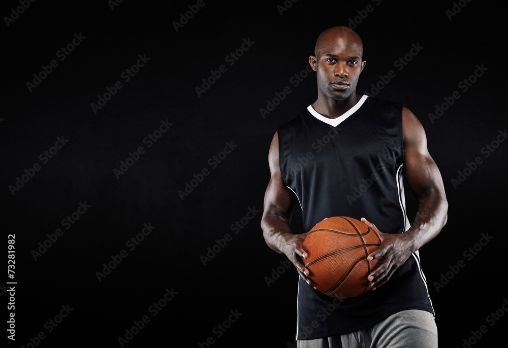 Black basketball player with ball Black basketball player with ball