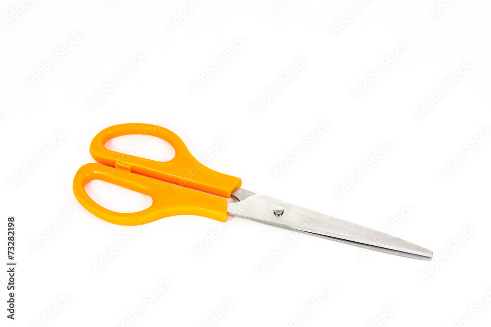 Yellow scissors isolated on a white background Yellow scissors isolated on a white background