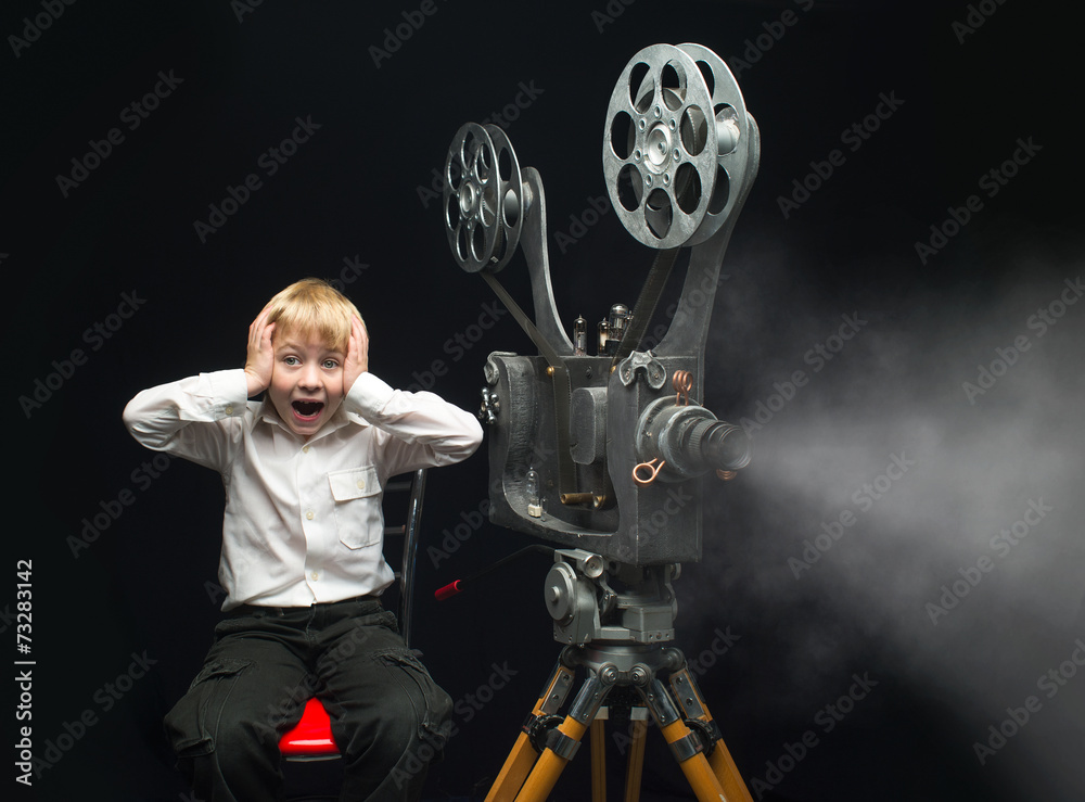 Naklejka premium Cinema and boy