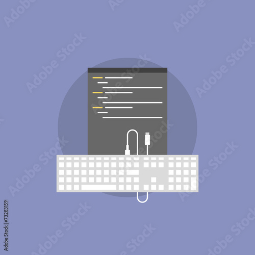 Web coding flat icon illustration