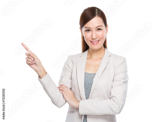 Businesswoman with finger point up