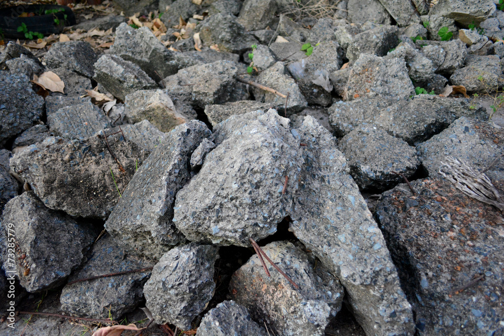 Pile of debris of a destroyed stone