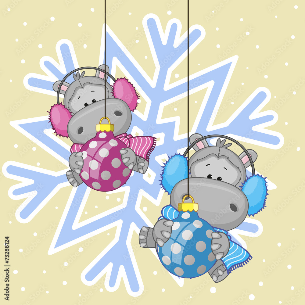 Two Hippos in a fur headphones Two Hippos in a fur headphones