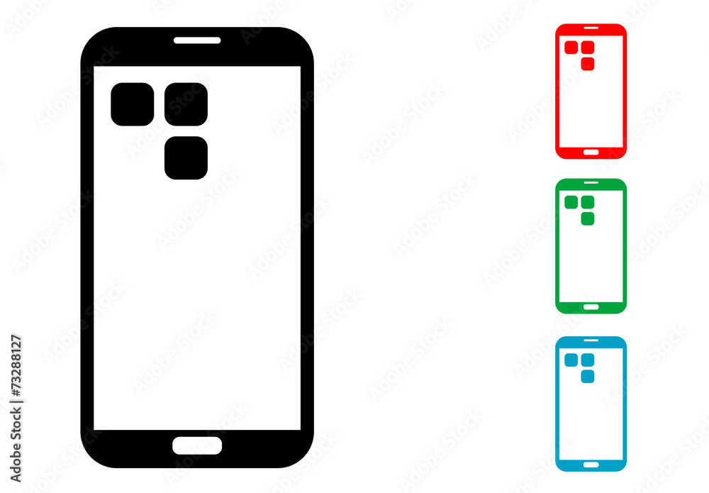 Pictograma smartphone con aplicaciones con varios colores