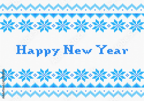 red and white New Year knit greeting card