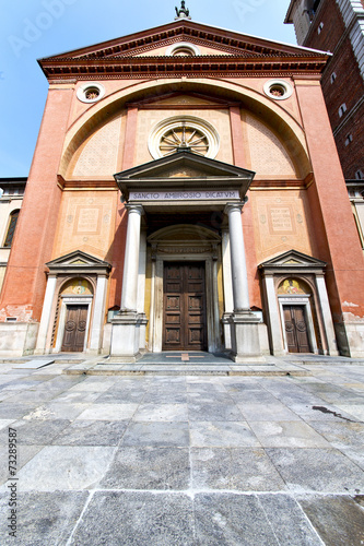 in  the legnano   old   church  closed   tower sidewalk italy  l