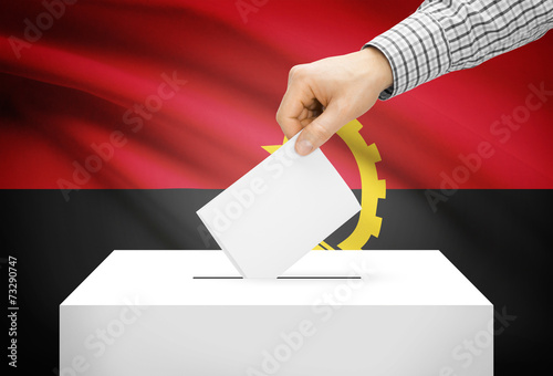 Ballot box with national flag on background - Angola