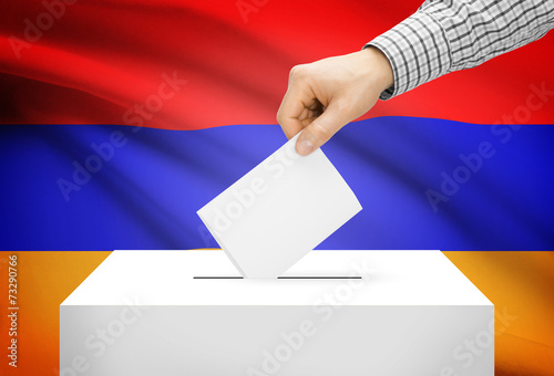 Ballot box with national flag on background - Armenia