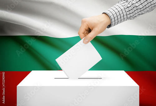 Ballot box with national flag on background - Bulgaria