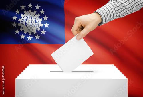 Ballot box with national flag on background - Burma