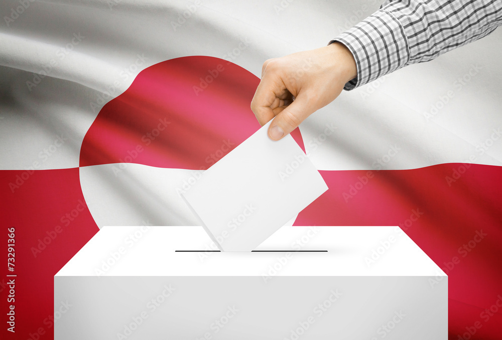 Ballot box with national flag on background - Greenland