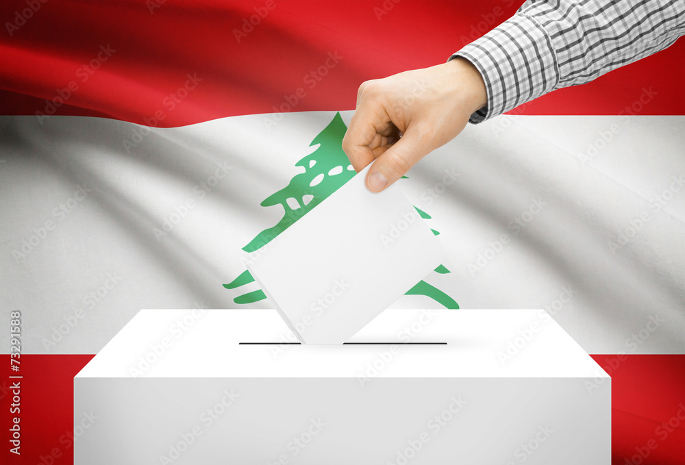 Ballot box with national flag on background - Lebanon Ballot box with national flag on background - Lebanon