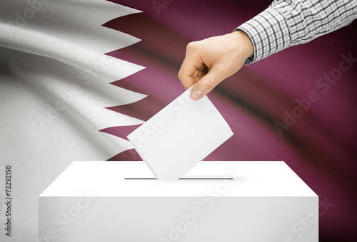 Ballot box with national flag on background - Qatar