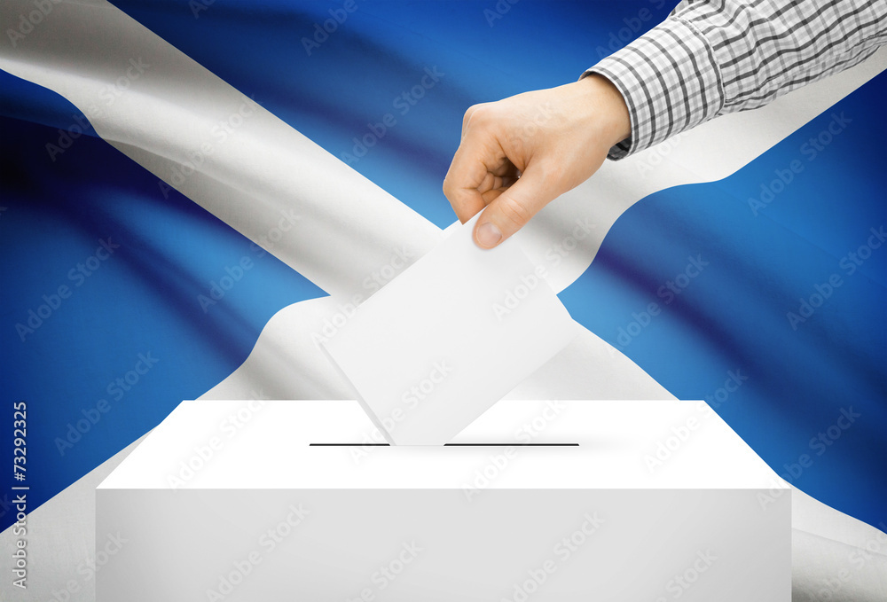Ballot box with national flag on background - Scotland Ballot box with national flag on background - Scotland