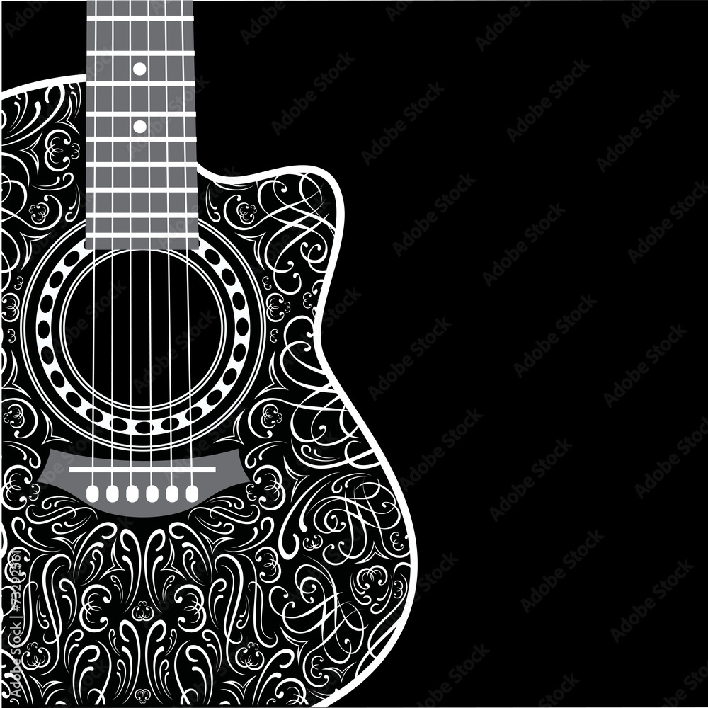 Fototapeta premium background with clipped guitar and stylish ornament