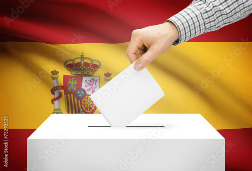 Ballot box with national flag on background - Spain