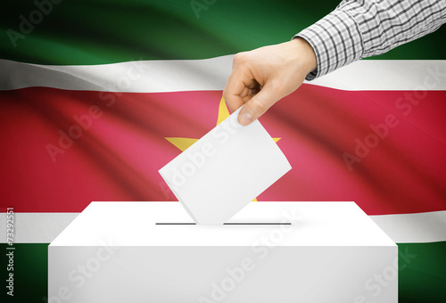 Ballot box with national flag on background - Suriname