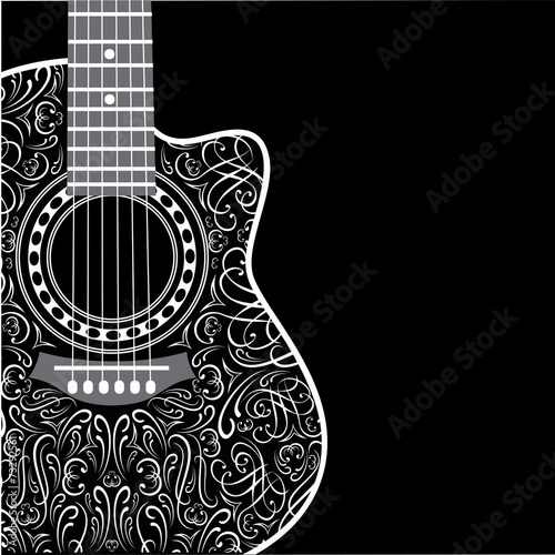 Fototapet background with clipped guitar and stylish ornament