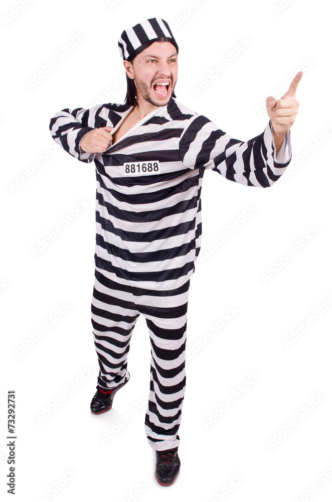 Prison inmate isolated on the white background Prison inmate isolated on the white background