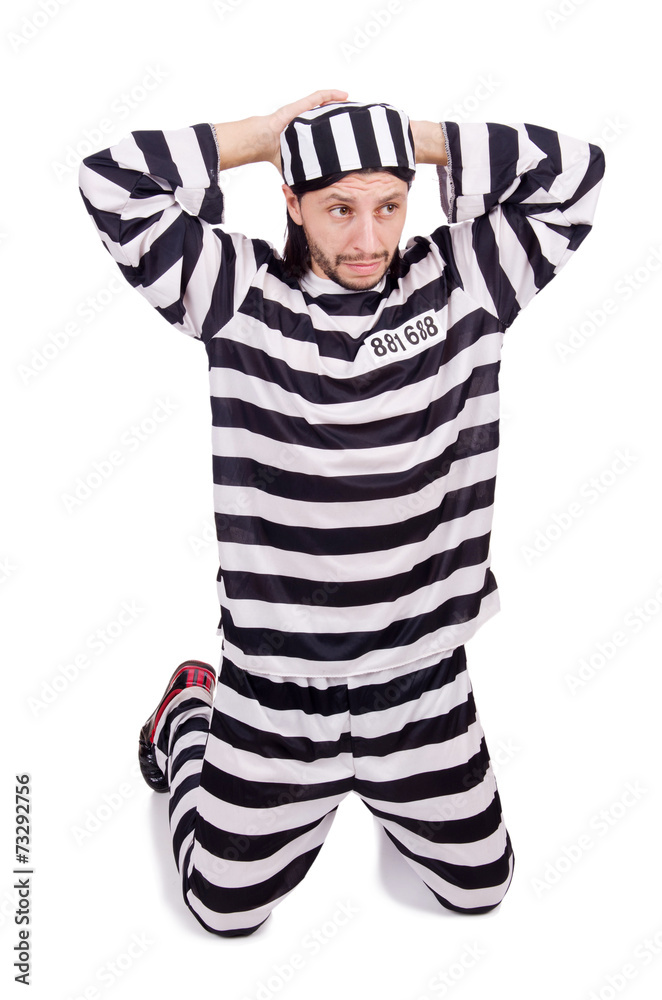 Prison inmate isolated on the white background Prison inmate isolated on the white background