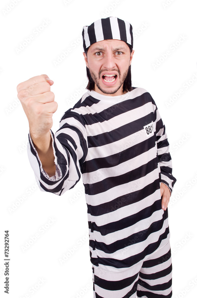 Prison inmate isolated on the white background Prison inmate isolated on the white background