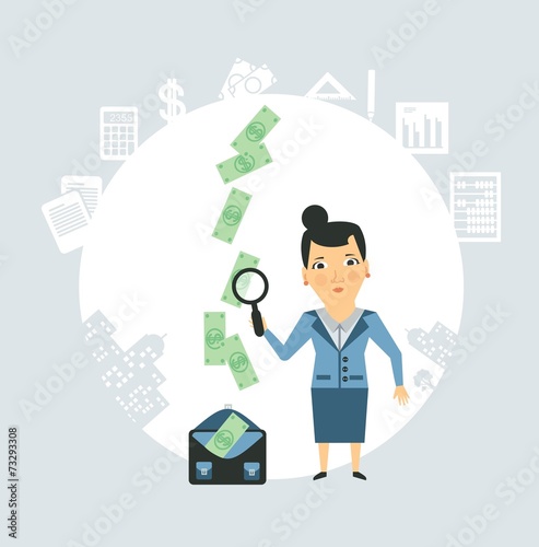 Accountant steals money illustration