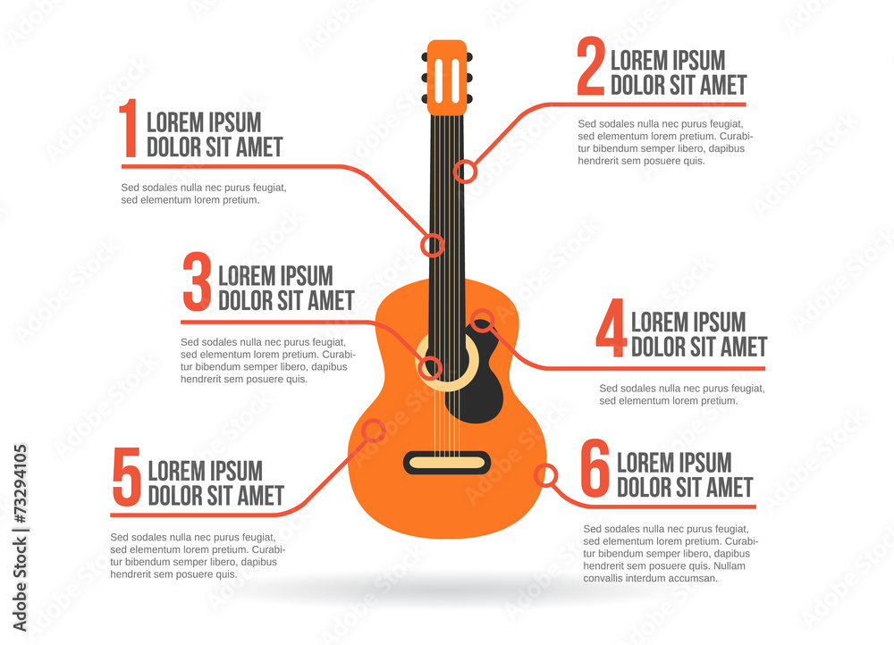 Fototapeta premium Classic guitar icon vector infographic