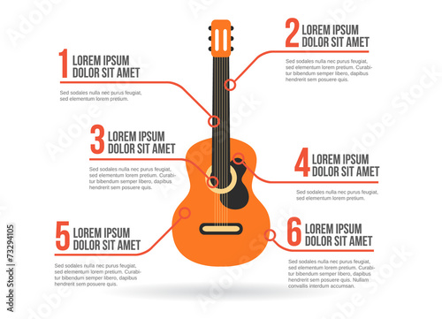 Classic guitar icon vector infographic