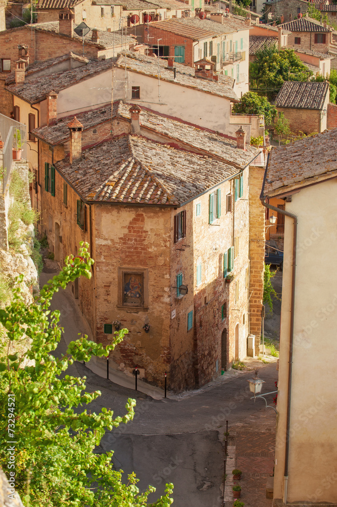 Old streets in the Tuscan town of Montepulciano, Italy