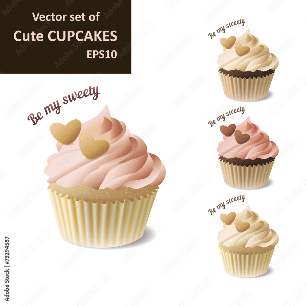 Set of cute cupcakes Set of cute cupcakes