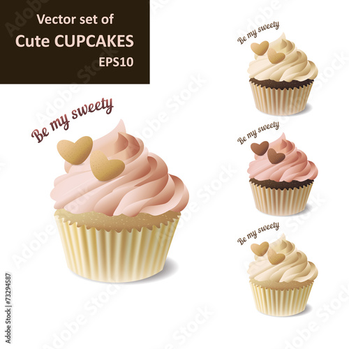 Set of cute cupcakes