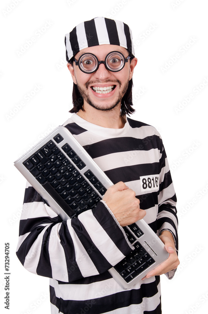 Prison inmate isolated on the white background Prison inmate isolated on the white background