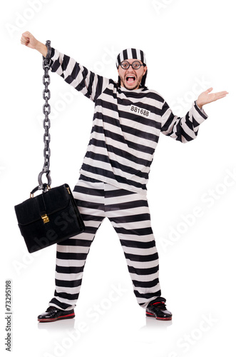 Prison inmate isolated on the white background